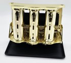 Vintage Brand New Caldor Brass Plated  Savings Bank Coin Dispenser W  Stand Nos 