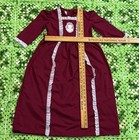 Vtg Montgomery Ward Girls Maroon Dress Cameo-style Appliqu   Lace Details