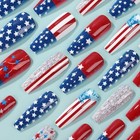 Press On Nails Long Square Fake Nails Red Blue Star Stripe Independence Day