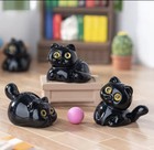 5pcs Black Cat Mini Resin Figurines     Cute Kitten Ornaments For Shelf Or Gifts