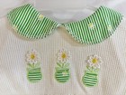 Vintage Cradle Togs 18m Girls Daisy Flower Green Stripe Peter Pan Collar Set Nwt