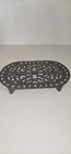 Vintage Oval Cast Iron Trivet 9 1 2 X 5 5 8 Inch Floral Pattern