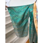 Vintage 60s Green   Gold Iridescent Floral Japanese Kimono Robe