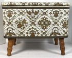 Vintage Redmon Storage Ottoman Sewing Box   Foot Stool Wood Legs