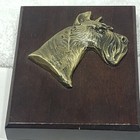 Louise Shattuck Brass Miniature Schnauzer  Plaque On Wood Hudson Studio Favorite