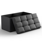 30  Black Storage Ottoman Bench Pu Leather Rectangular Upholstered Lift Top Seat