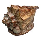 Vintage Drip Glaze Ceramic Conch Shell Planter Vase Mid-century Beswick 