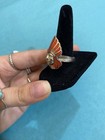 Native American Chief Ring- Sterling Silver With Coral Inlay