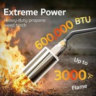 Propane Torch Weed Burner Kit  12 5ft Hose Detachable Long Arm Heavy Duty Gray