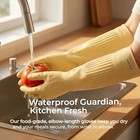 Long Rubber Cleaning Gloves For Household Dishwashing Full Arm Protecting Beige