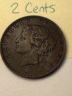 1896 2 Cent Republic Of Liberia Bronze Coin Cents Palm Tree