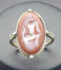 Rare   Ancient Roman Sterling Silver Ring With A Ram  Intaglio Carnelian Stone