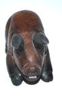 Vintage Folk Art Hand Carved Wooden Pig Solid Wood Figurine Sculpture