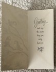 Unused Christmas Birds In Tree Snow Silver Glitter Vtg Greeting Card 1950s 1960s