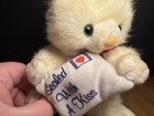 Vintage Russ Berrie White Cat Kitten Sealed With A Kiss Envelope 7    Plush Animal