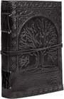 Leather Celtic Tree Of Life Book Of Shadows Blank Spell Book Wicca Black