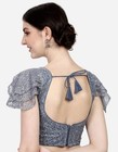 Pujia Mills Women s Multicolore Shifly Net Work Ruffle Sleeves Readymade Sare   