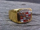 1950s Cadillac Crest Logo Gold Chrome Ring Size  12 Nos High Quality Class