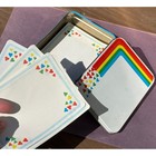 Vintage 80 s Rainbow Heart Stationery Set Tin Blue White Retro