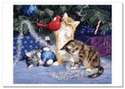 Funny Pets Tabby Cat Red Kitten Christmas Tree Art Persis New Modern Postcard