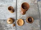 Primitive Hand Turned Wood Working Art Vases -lidded-mini-cup-bowl Vintage Lot