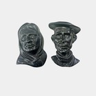 Pair Owens Crafts Handworked Irish Turf Vintage Woman   Man Of Aran Wall Decor