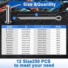 Lrvojuy 250pcs Cotter Pin Assortment Kit 12 Sizes 304 Stainless Steel Hardwar   