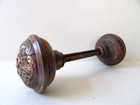Pair 2 Antique Vintage Eastlake Brass Victorian Ornate Door Knobs W  Spindle