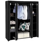 69  Portable Clothes Closet Wardrobe Storage Cabinet Shelves Non-woven Black