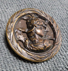 Large Vintage Antique Metal Picture Button Mythology Person W  Bird On Helmet