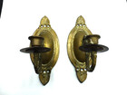 Vtg Brass Candle Single Arm Ornate Wall Sconce Hollywood Regency Style Set 2