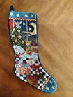 Vtg Personalized Joey Needlepoint Christmas Stocking Night Toy Tree Bear Rocking