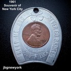 1961 Encased Lincoln  Souvenir Of New York City  Wheat Cent   2