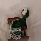 Antique 1 12 Handmade Doll In Wooden Rocking Chair  Green Dress  Apron   Bonnet
