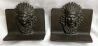 Pair Of Antique 1930 s Antique Cast Iron American Indian Chief Bookends