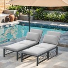 Outdoor Metal Chaise Lounge Chair  Convertible Patio Armchair With Cushions