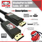 Displayport To Hdmi Cable Dp Adapter Converter Audio Video Pc Hdtv 1080p 60hz Hd