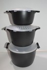 Pampered Chef Set Of 3 Microwave Micro Cooker Plus Steamer 1 2  3 Qt   Manuals