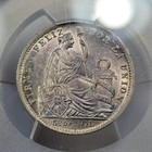1906 Peru Silver 1 5 Sol Pcgs Ms63 Nice Purple Toning Strong Luster   v883