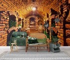 3d Wine Cellar Light Brick Wall Self-adhesive Removeable Wallpaper Wall Mural1