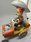 Vintage 1940 s Unique Art Mfg Co Inc Rodeo Joe Wind Up Tin Toy Working Pre-owned