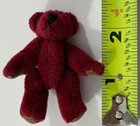 Vintage Miniature Handmade Plush Burgundy Teddy Bear 2 5   