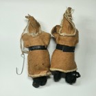  2 Antique German Folk Art Wool Santa Claus Paper Mache Face Christmas Ornaments