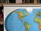 Vtg Rand Mcnally Pull Down Map Primary Political World 54 x70  Large