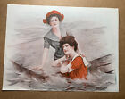 Original C 1910 Art Print Bathing Beauty Girls Pin Up Come In Waters Fine Arthur