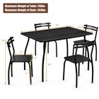 Costway 5 Pcs Modern Design Room Dining Set Table  4 Chairs Home Kitchen Black