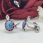 Sterling Silver Turtle Enamel Cufflinks  Formal Men s Wear Accessories