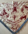 Vintage Unusual Western Cowgirl Deep In The Heart Of Texas Scarf Rodeo