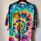 Vintage Y2k Grateful Dead Style Psychedelic Cat Tie Dye Xxl T-shirt Cat Ladies