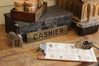 Vtg 14 x3  Cashier Sign Brass Advertising Plaque Country Store Retail Trade